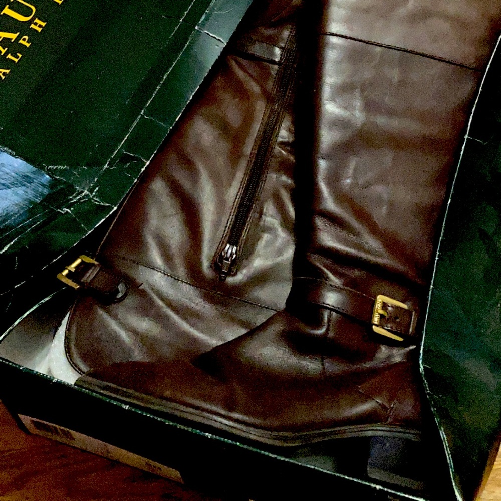 RL leather saddle boots